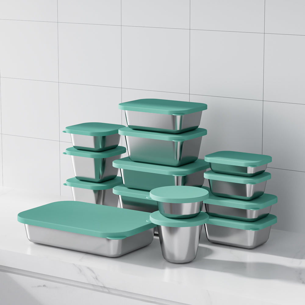 Stainless Steel Lunch Box with Silicone Lids Reusable for Snack Containers Microwave Safe Meal Prep Tiffin Bento Box