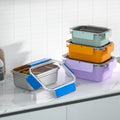 Stainless Steel Lunch Box Non Stick Insulated Bento Box Microwave Safe Food Container With Transparent Airtight Lid