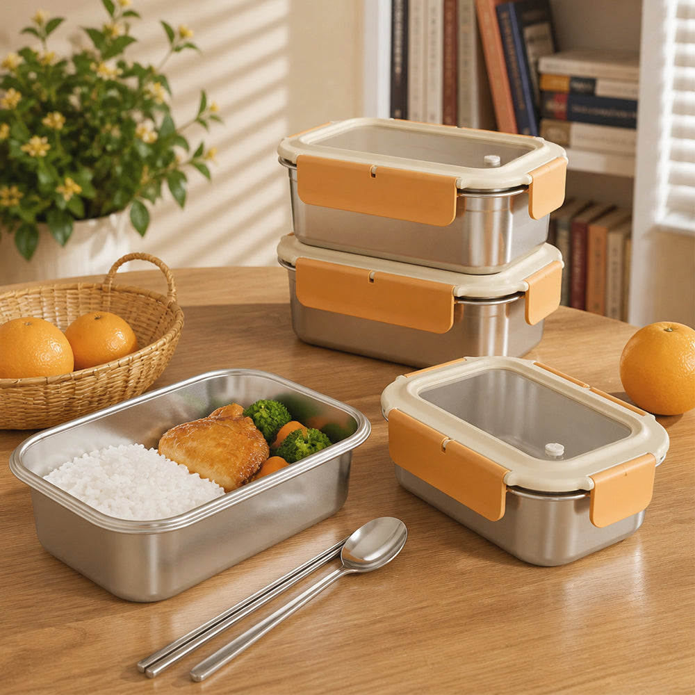 Stainless Steel Lunch Box Meal Prep Lunch Containers Leakproof Microwavable Insulated Bento Box for Kids Adults