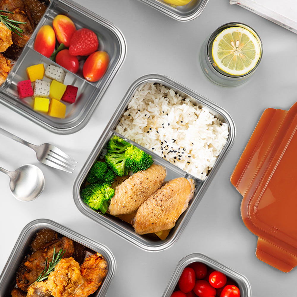 Stainless Snack Containers Thermal Insulation Bento Box Microwave Containers Lunch Box Kids Stainless Steel Containers Clear Lid