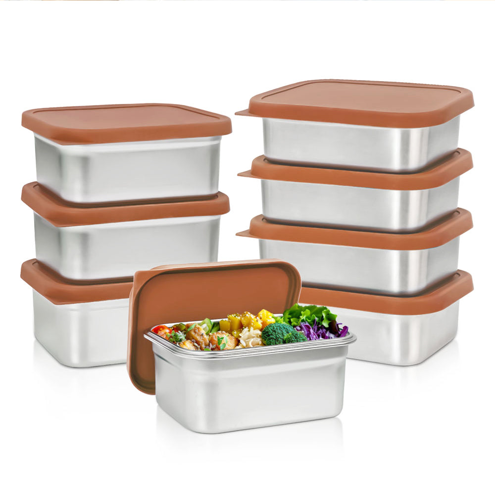 Stainless Steel Food Containers with Silicone Lid Bento Box Adults Metal Microwave Thermal Lunch Box Sandwich Container