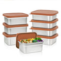 Stainless Steel Food Containers with Silicone Lid Bento Box Adults Metal Microwave Thermal Lunch Box Sandwich Container