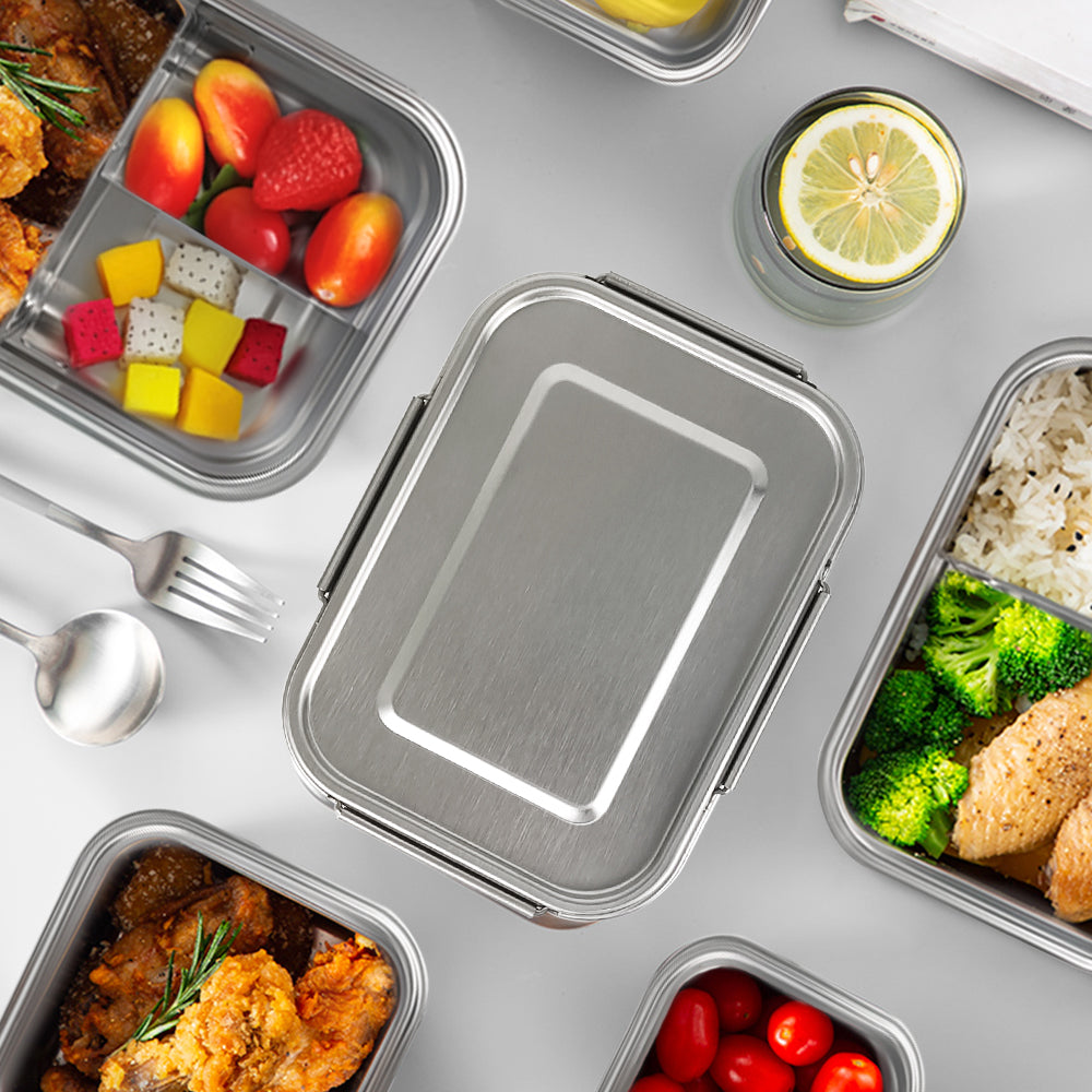 Eco-Friendly Stainless Steel Bento Box Large Capacity Lunch Box Adjustable Compartment Leakproof Food Grade Sandwich Container