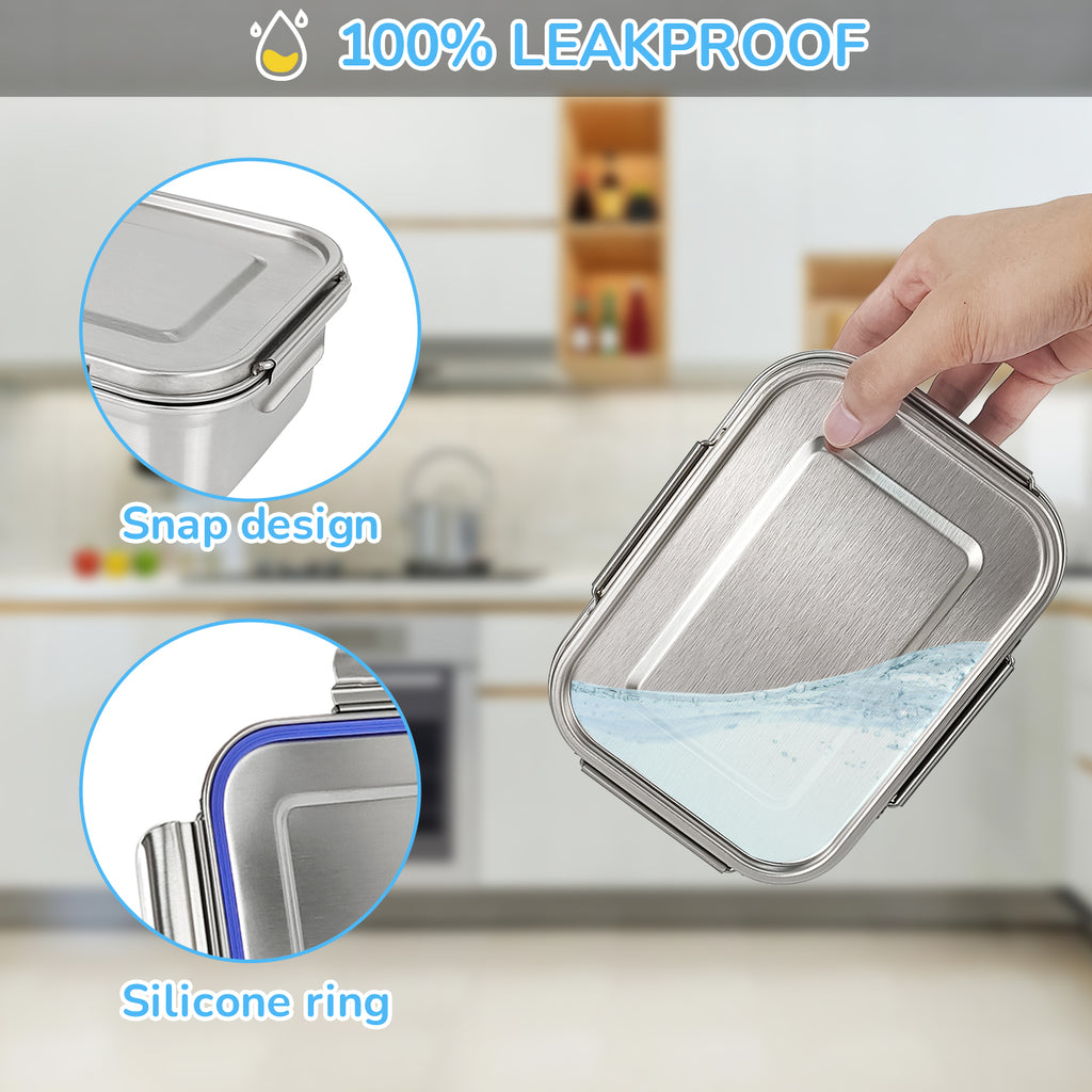 Stainless Steel Lunch Box for Adults Leak Proof Lid Compartments Bento Lunch Container for Office