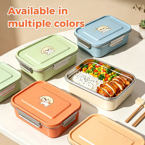 Bento Box Adults Leakproof Double Clip Lock Stainless Steel Lunch Box Microwave Safe Print Logo for Kids School
