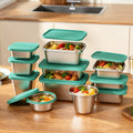 Stainless Steel Lunch Box with Silicone Lids Reusable for Snack Containers Microwave Safe Meal Prep Tiffin Bento Box