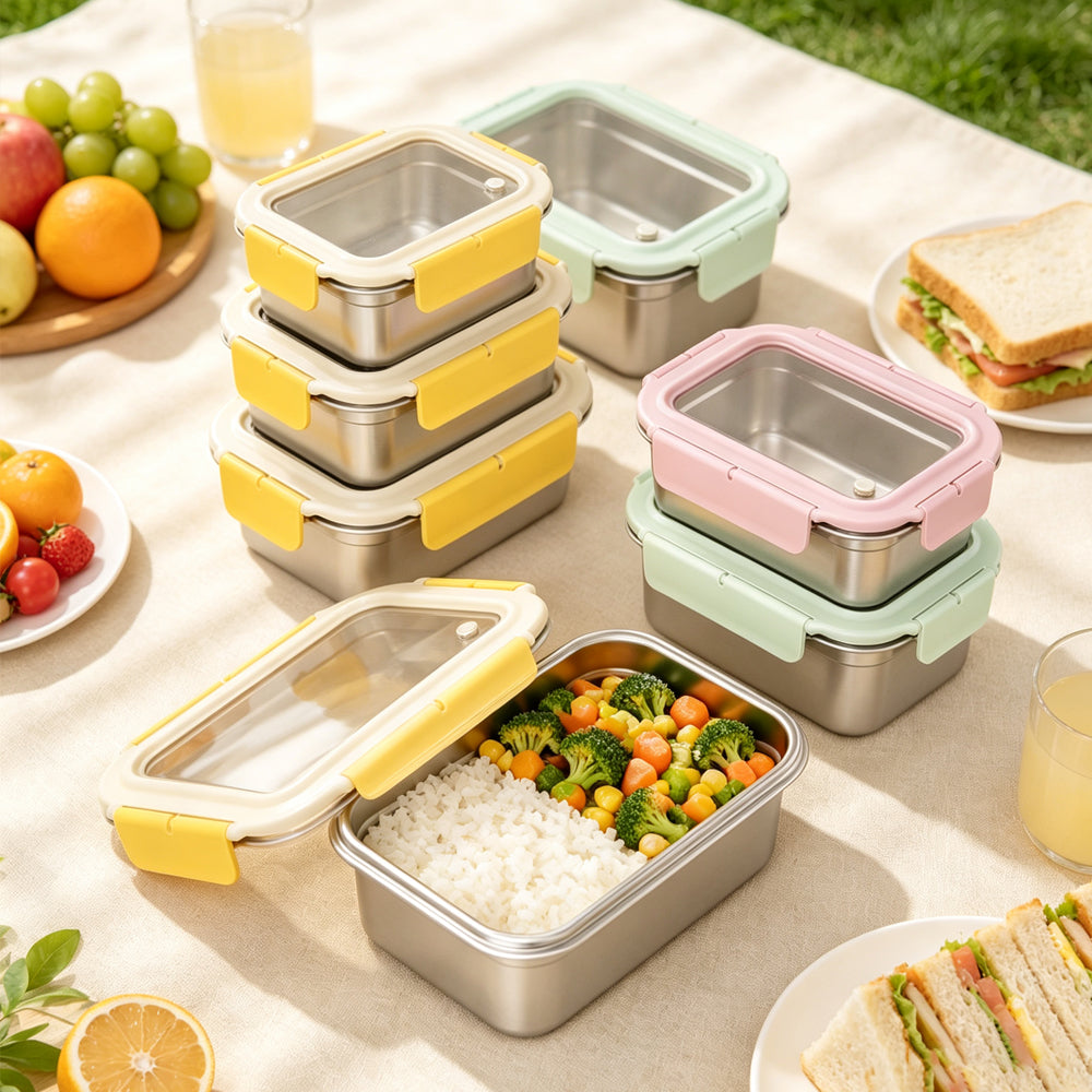 Stainless Steel Lunch Box Meal Prep Lunch Containers Leakproof Microwavable Insulated Bento Box for Kids Adults