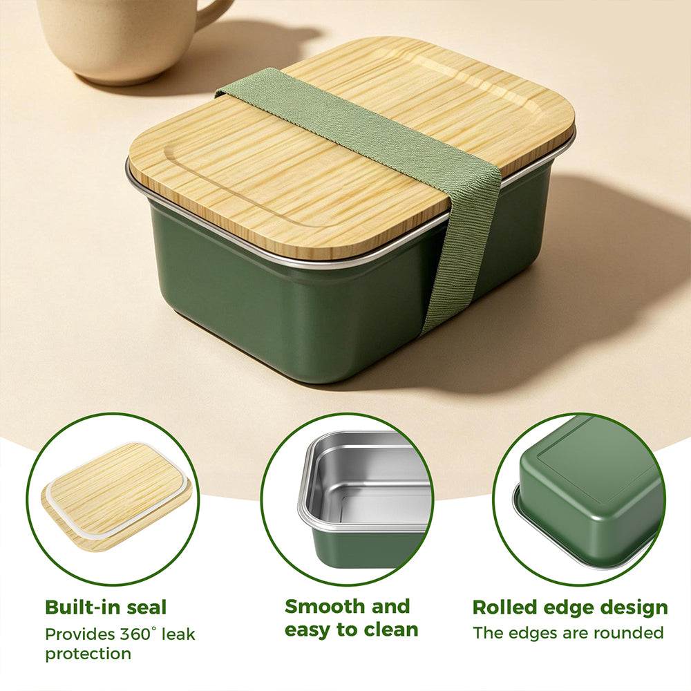Thermal Lunch Box School Lunch Boxes Kids Microwave Safe Stainless Steel Food Container Bamboo Lid Lunch Box for Adults