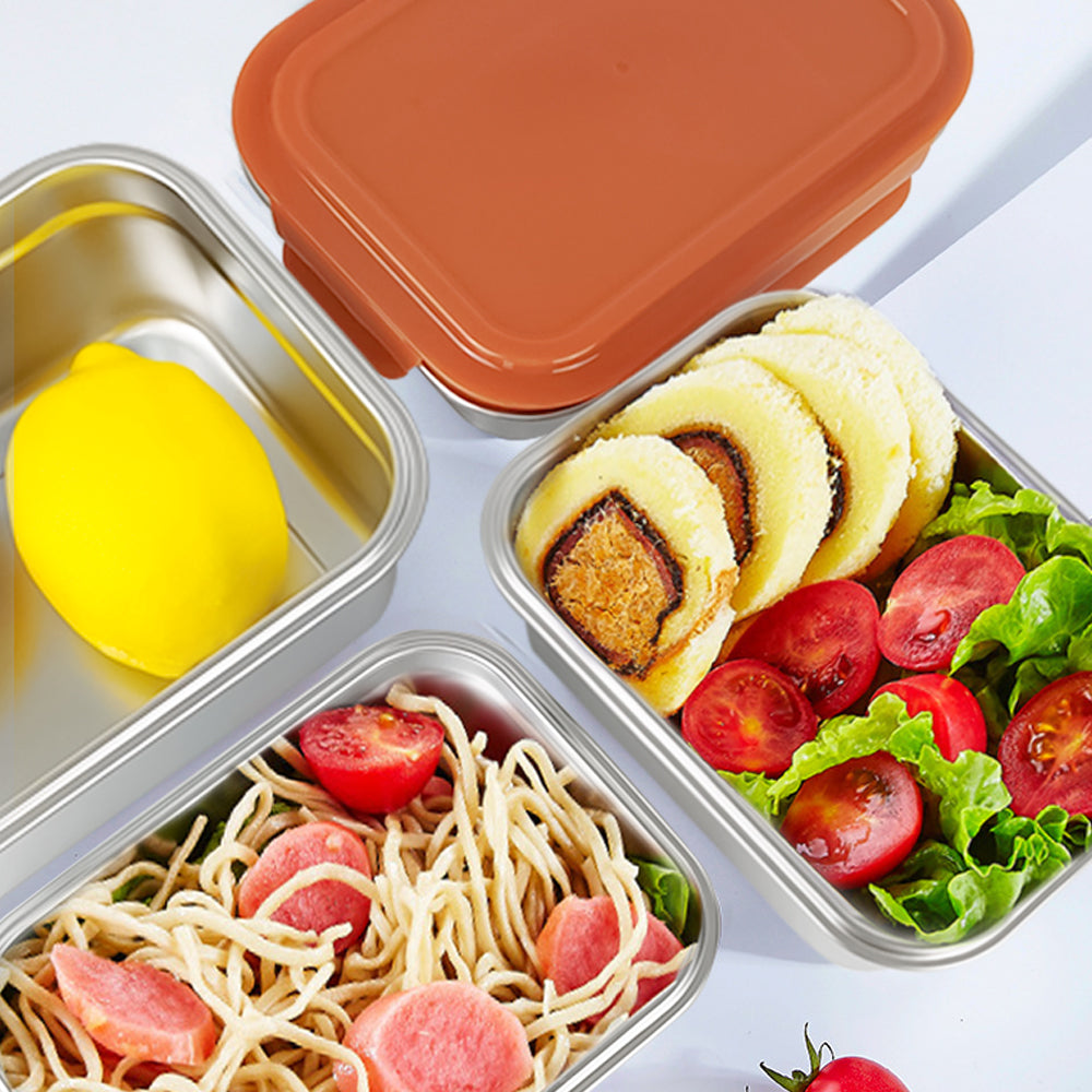 Stainless Snack Containers Thermal Insulation Bento Box Microwave Containers Lunch Box Kids Stainless Steel Containers Clear Lid