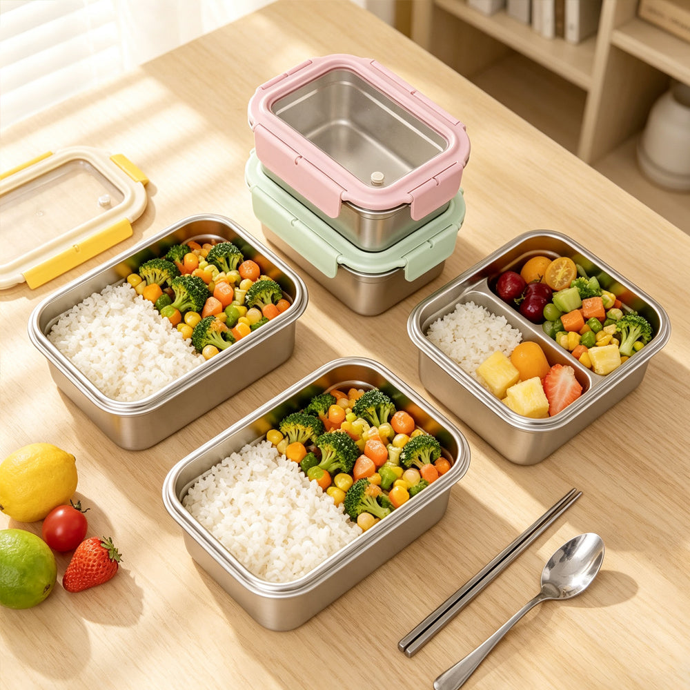 Stainless Steel Lunch Box Meal Prep Lunch Containers Leakproof Microwavable Insulated Bento Box for Kids Adults