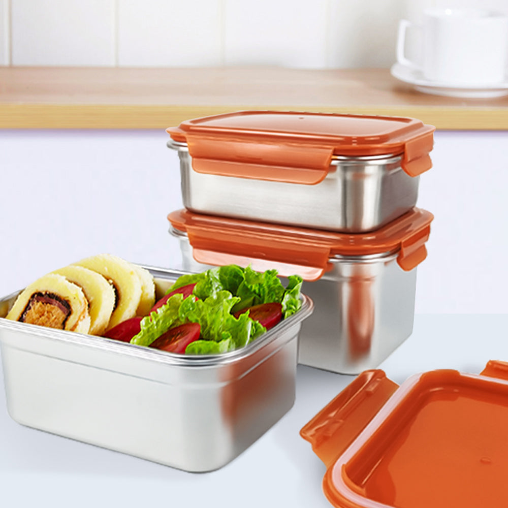 Stainless Snack Containers Thermal Insulation Bento Box Microwave Containers Lunch Box Kids Stainless Steel Containers Clear Lid