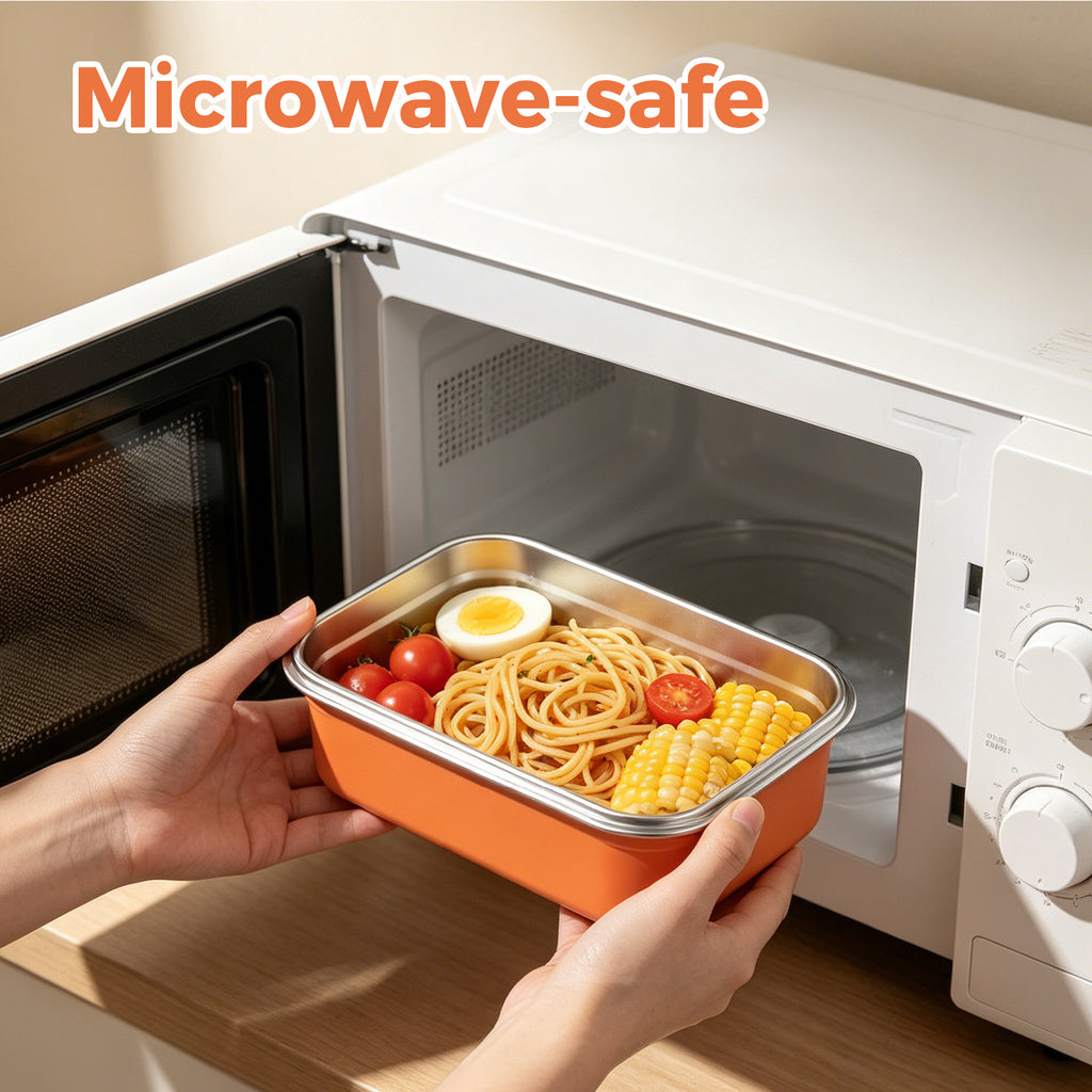 Bento Box Adults Leakproof Double Clip Lock Stainless Steel Lunch Box Microwave Safe Print Logo for Kids School