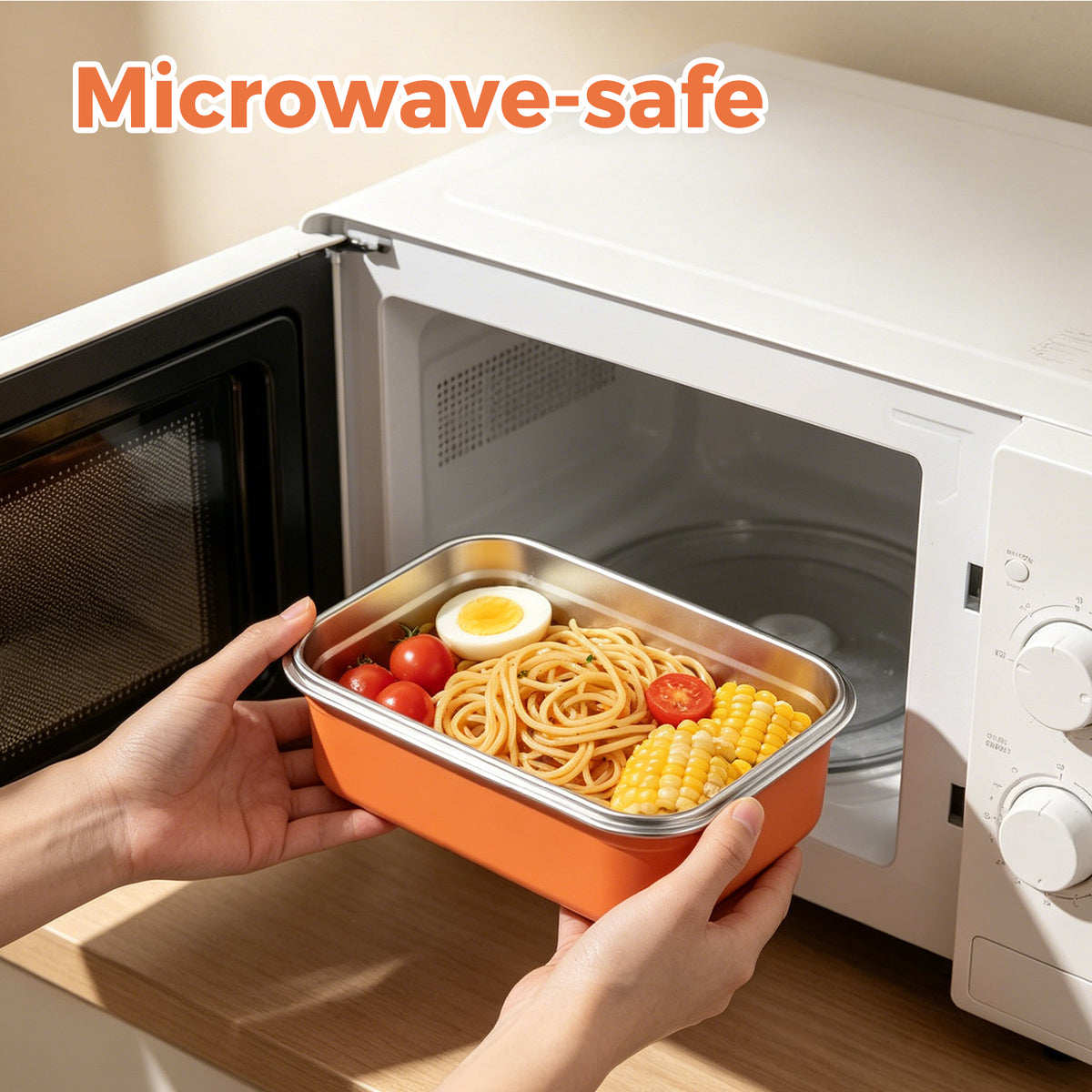Bento Box Adults Leakproof Double Clip Lock Stainless Steel Lunch Box Microwave Safe Print Logo for Kids School