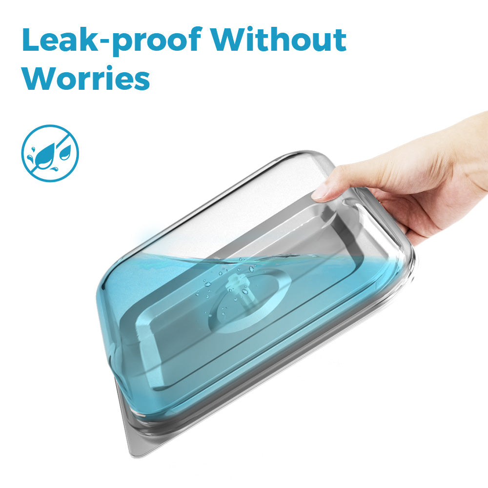 LIHONG Borosilicate Glass Food Storage Container with Steam Vent Airtight Stainless Steel Lid Glass Bento Box for Office Travel