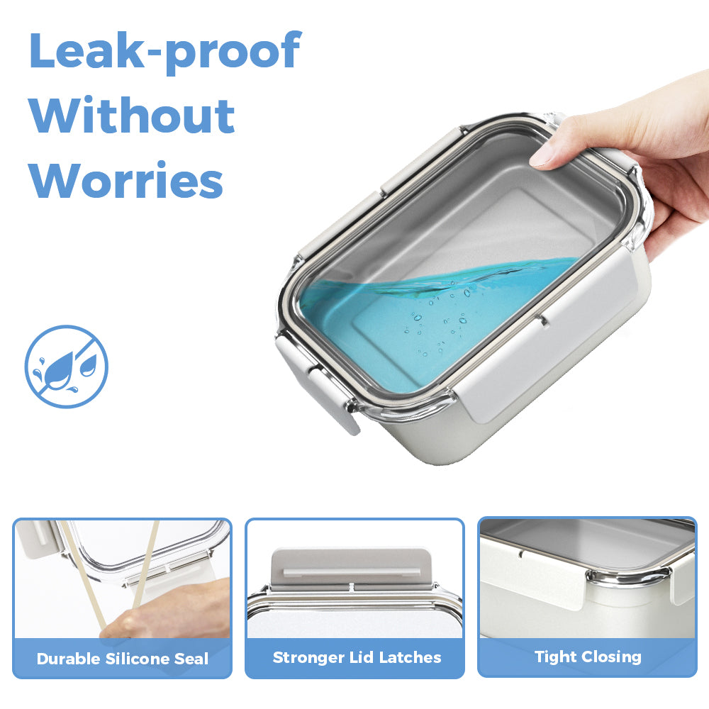 Stainless Steel Lunch Box Non Stick Insulated Bento Box Microwave Safe Food Container With Transparent Airtight Lid