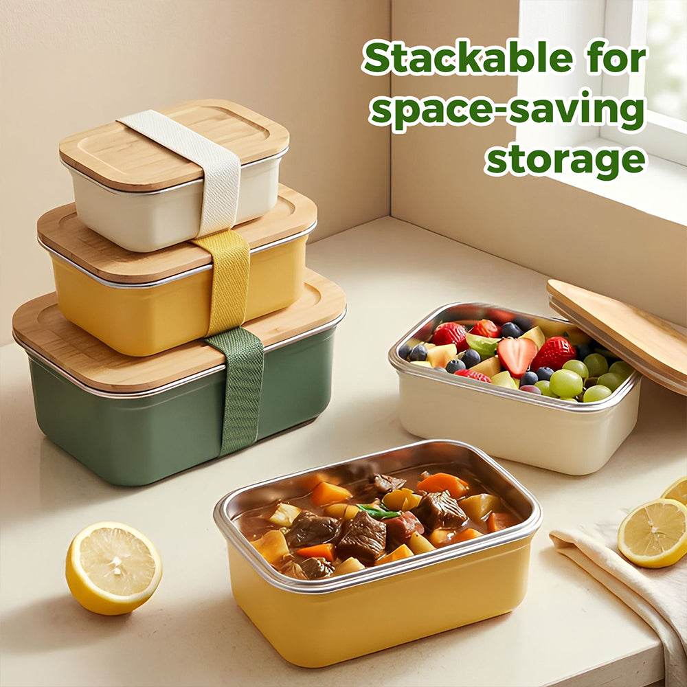 Thermal Lunch Box School Lunch Boxes Kids Microwave Safe Stainless Steel Food Container Bamboo Lid Lunch Box for Adults