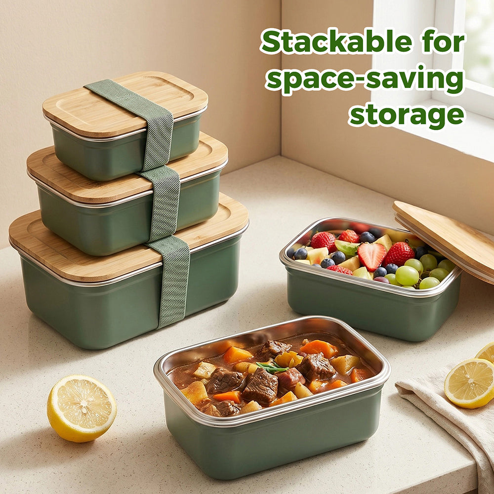 Thermal Lunch Box School Lunch Boxes Kids Microwave Safe Stainless Steel Food Container Bamboo Lid Lunch Box for Adults
