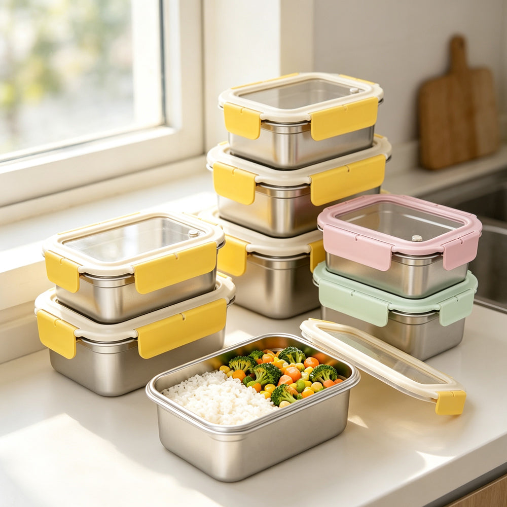Stainless Steel Lunch Box Meal Prep Lunch Containers Leakproof Microwavable Insulated Bento Box for Kids Adults