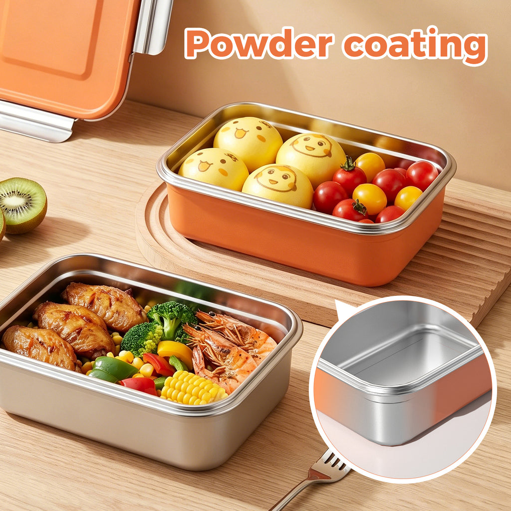 Bento Box Adults Leakproof Double Clip Lock Stainless Steel Lunch Box Microwave Safe Print Logo for Kids School