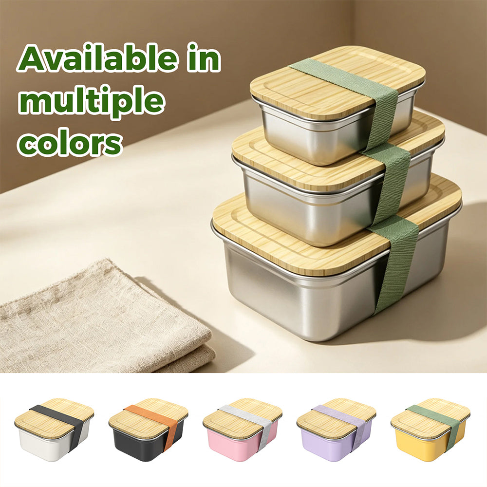 Thermal Lunch Box School Lunch Boxes Kids Microwave Safe Stainless Steel Food Container Bamboo Lid Lunch Box for Adults